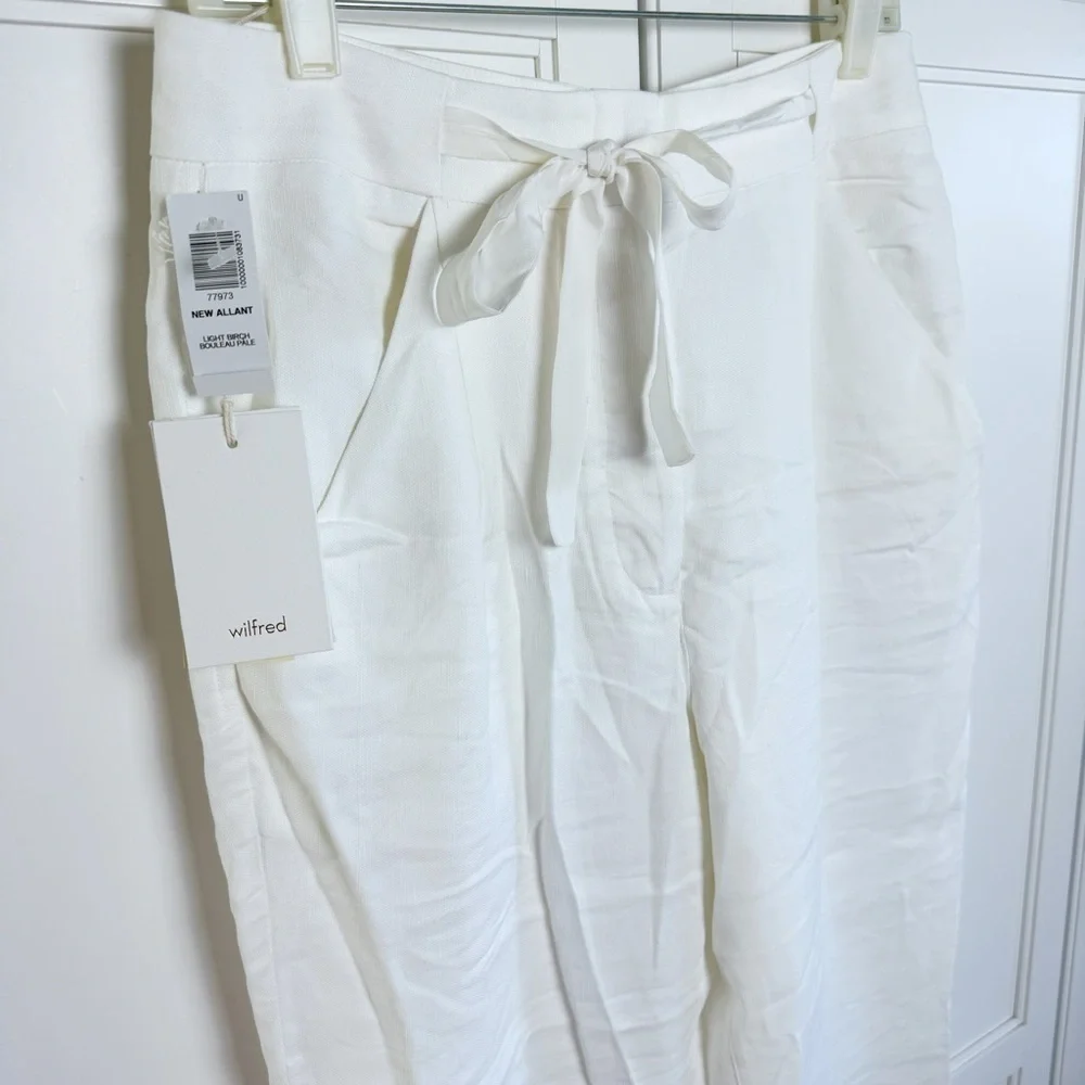 New! Wilfred Linen White Sz 12 Allant Pant Cuffed Crop